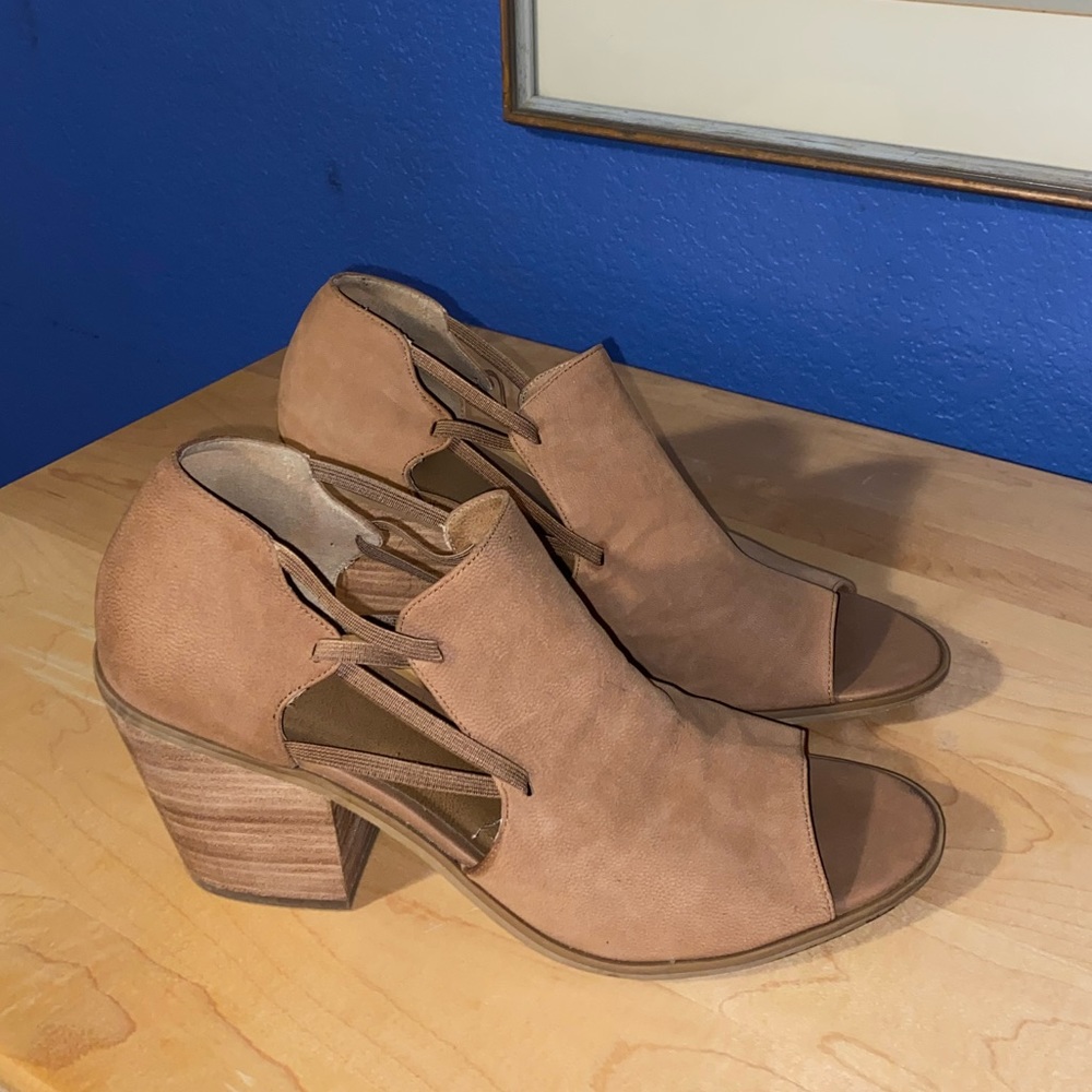 Suede Peep Toe Heels